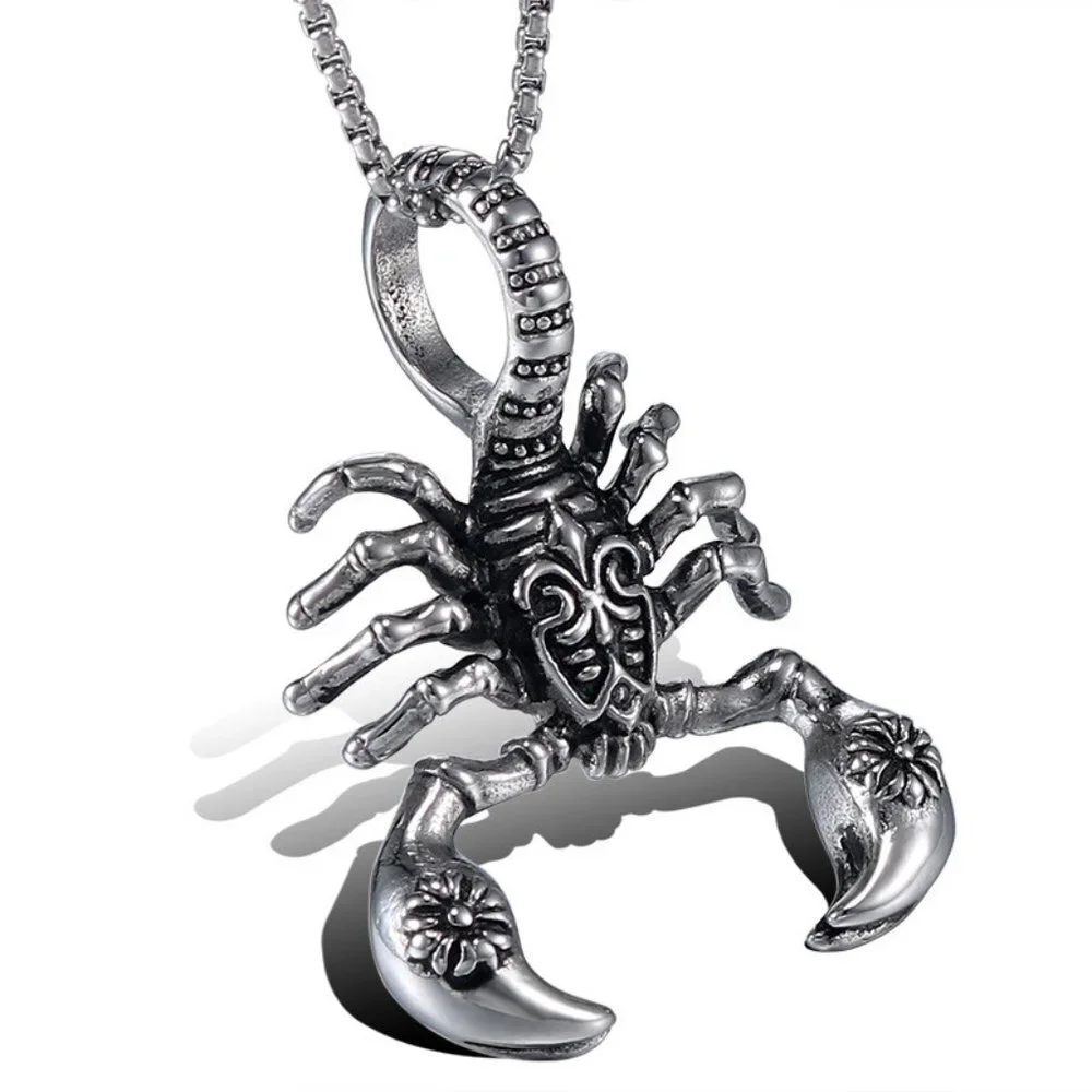 ❤️Retro Stainless steel scorpion pendant necklace for women/men, N90201P195